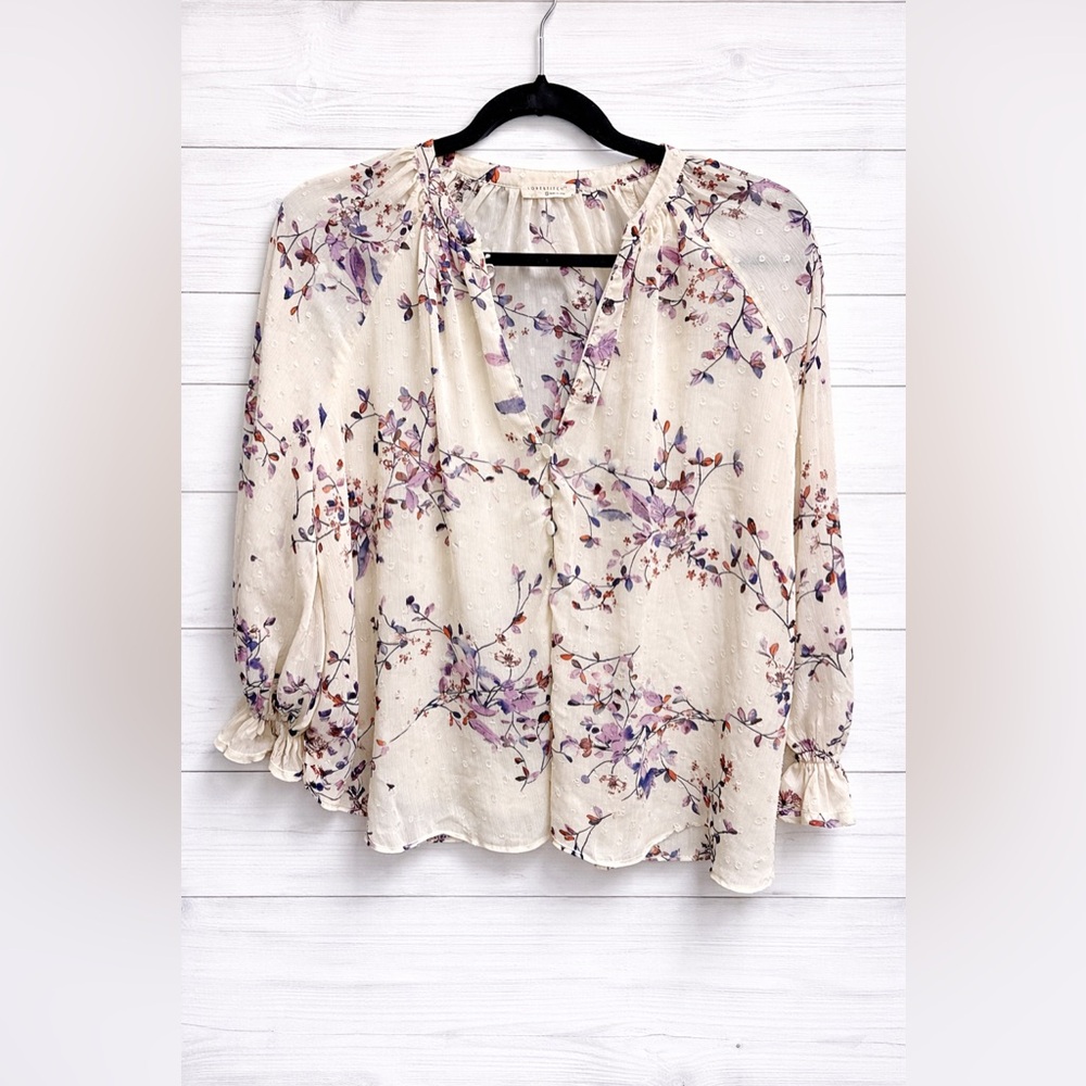 Lovestitch Cream and Purple Floral Blouse